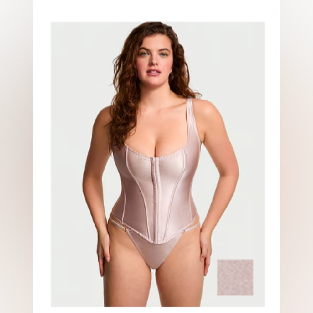 Victoria's Secret Very Sexy Classic Silk Corset Set Cream Size XL